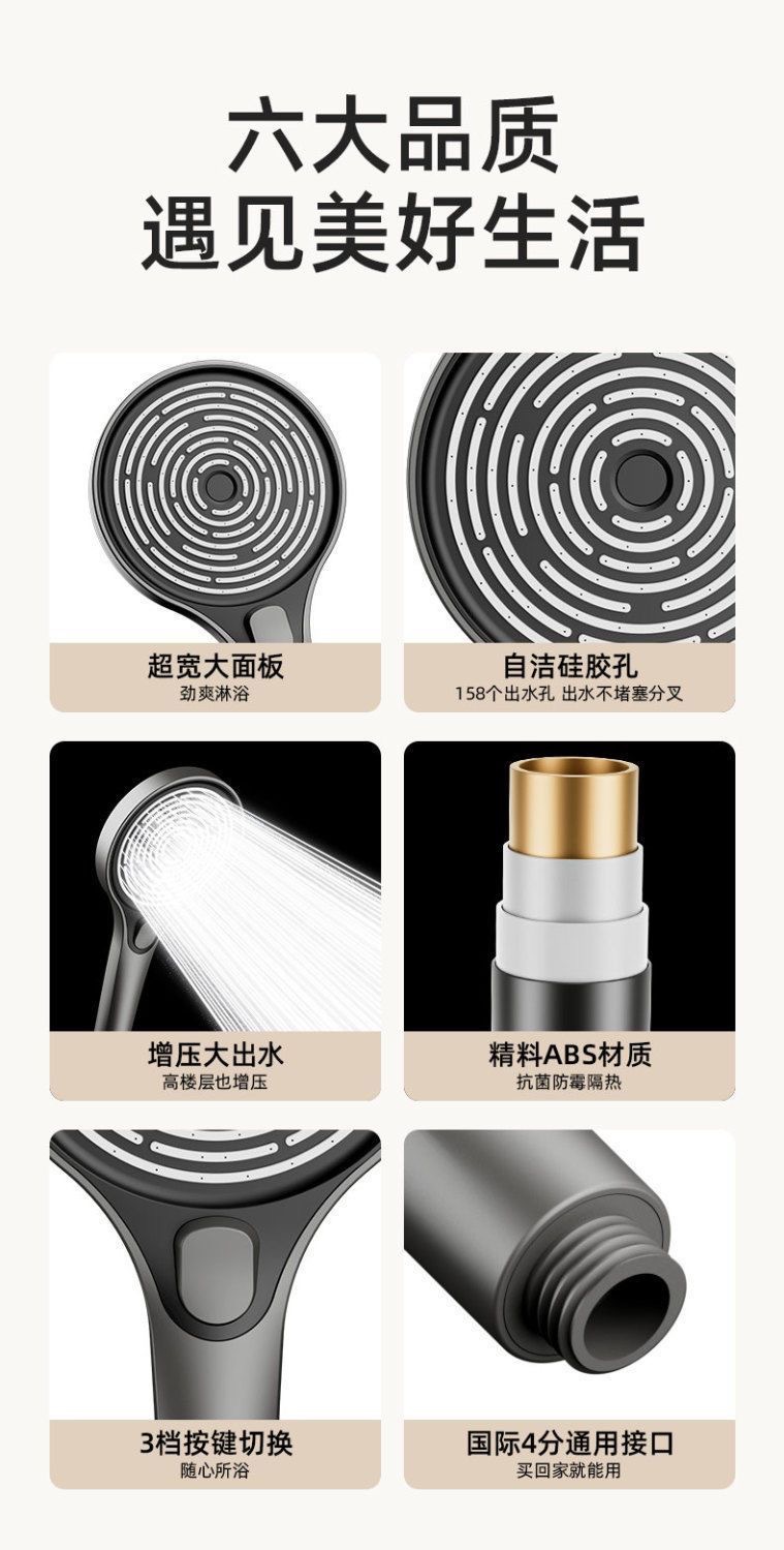 Description Picture 3 of itemNew 13CM Big Pane High Pressure Shower Head 3 Modes Water Saving SPA Spray Nozzle Massage Rainfall Shower Bathroom Accessories