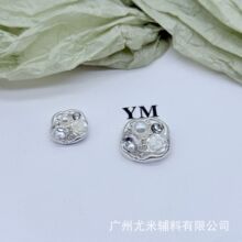 新款不规则合金镶钻珍珠钮扣立体玫瑰金属扣毛呢外套西装服装辅料