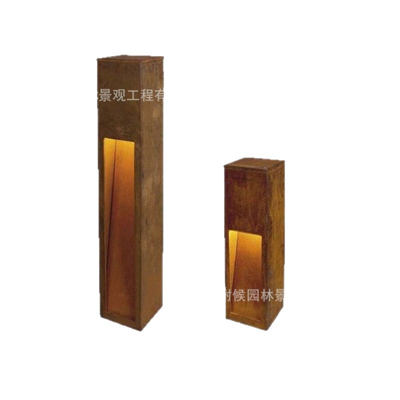 Lámpara de columna de acero resistente a la intemperie, lámpara de césped decorativa de color óxido, lámpara de acero resistente a la intemperie, lámpara de iluminación de paisaje de jardín