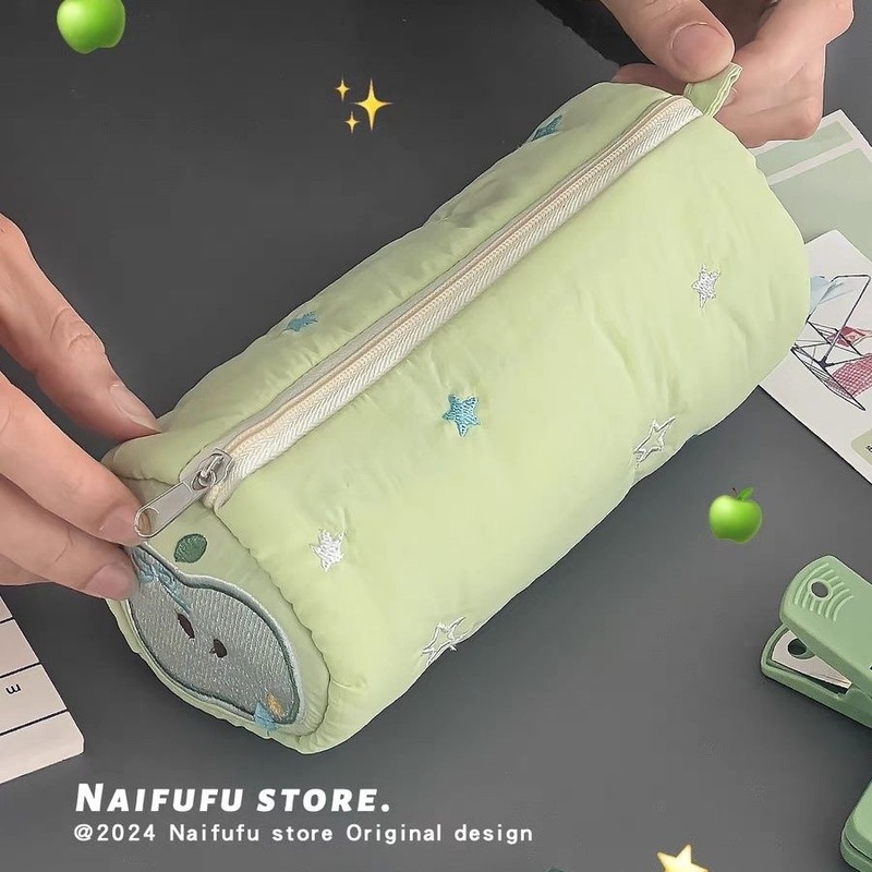 レッドアップルスターペンバッグシンプルな女の子かわいい化粧品バッグ学生大容量文具収納鉛筆バッグ卸売|undefined