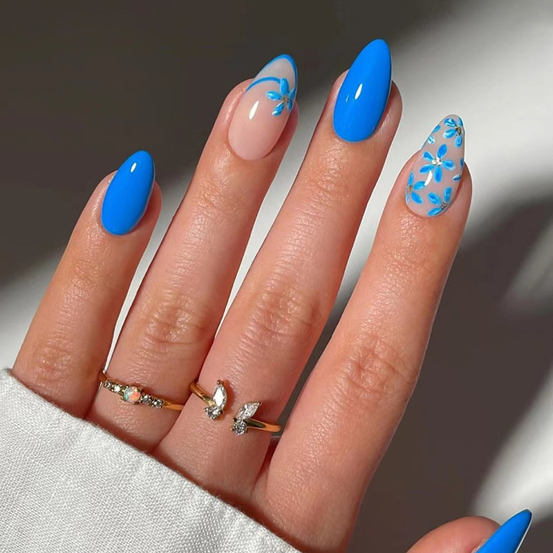 Nail Tips, Foreign Trade Fake Nails, Cross-Border Nail Tips, Short Almond Nails, Almond-Shaped French Nail Stickers, 30 Pieces
