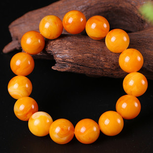 Baltic Chicken Oil Yellow Old Beeswax Bracelet Large Men's and Women's Amber Beads Bracelet Floating Salt Water Fluorescent