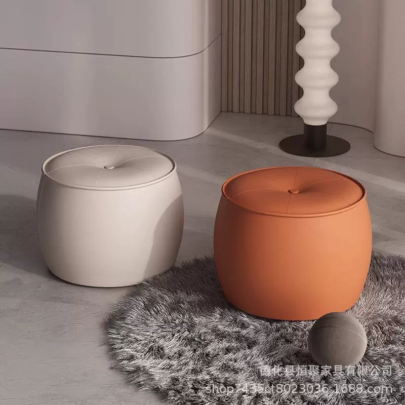 小凳子家用矮凳圆坐墩简约换鞋凳客厅沙发茶几方板凳南瓜实木皮凳