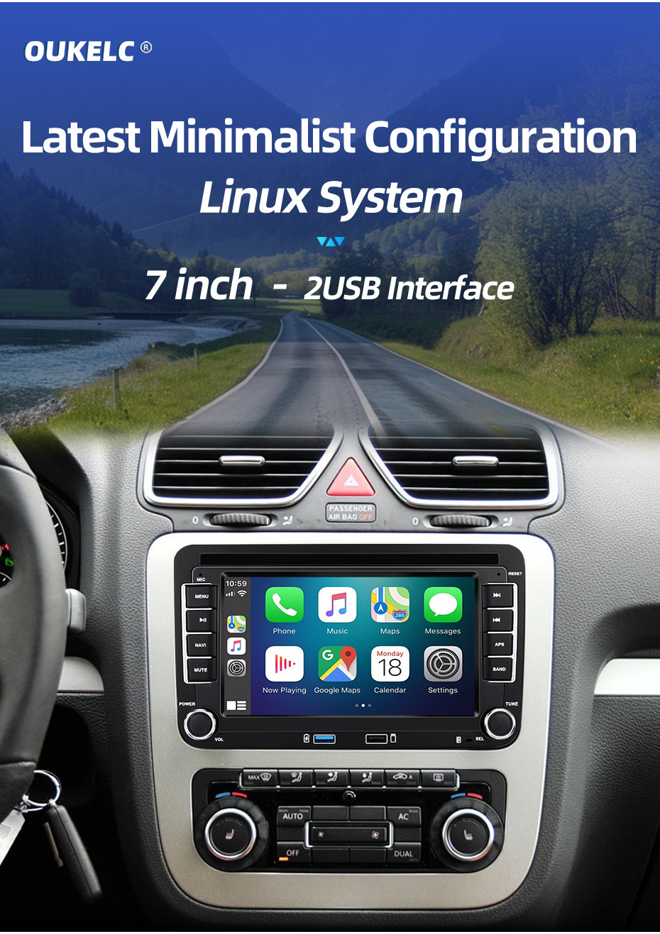Applicable to Volkswagen Skoda Seat Universal Central Control Display Large Screen Car Carplay Navigation Integrated Machine
