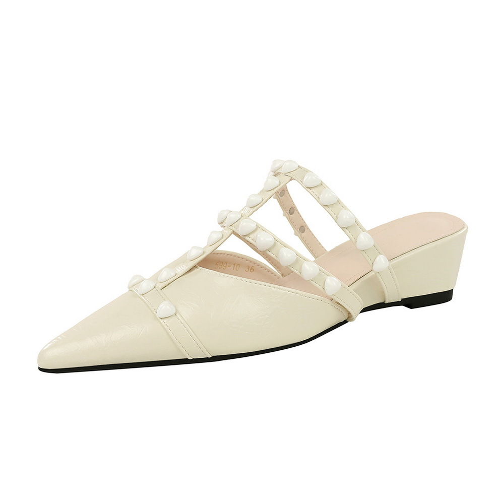 Zapatillas tipo mules con cadena de perlas estilo hada mujer_voghion.com