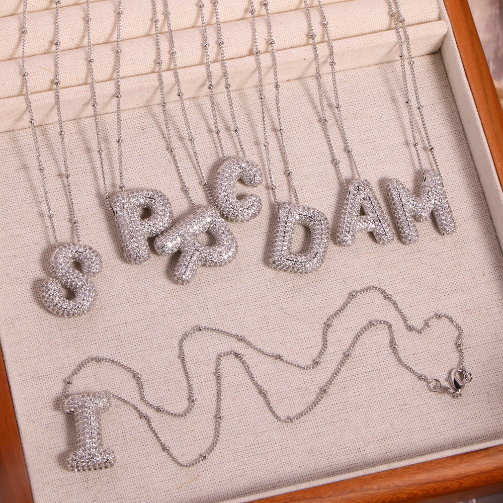 1 Piece Quantity Wholesale Basic Modern Style Classic Style Letter Copper Inlay 18K Gold Plated Zircon Pendant Necklace