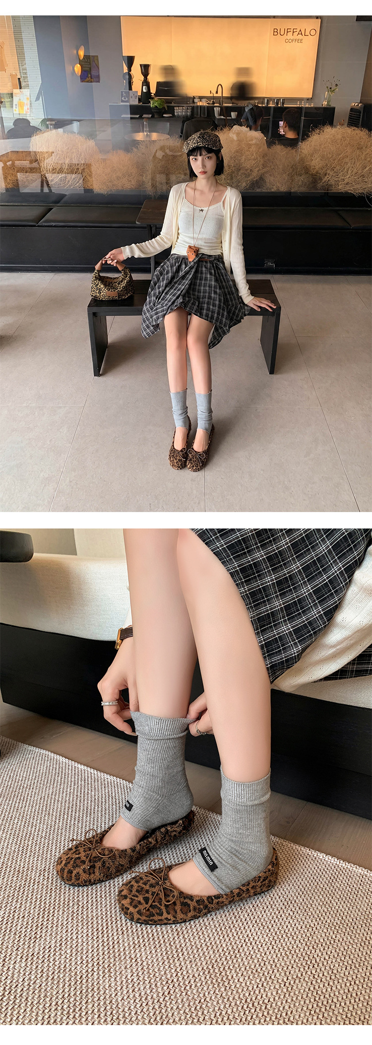 Giày ballet nữ da cừu mũi tròn nơ bướm đế bệt mềm mại — màu nâu chi tiết 15