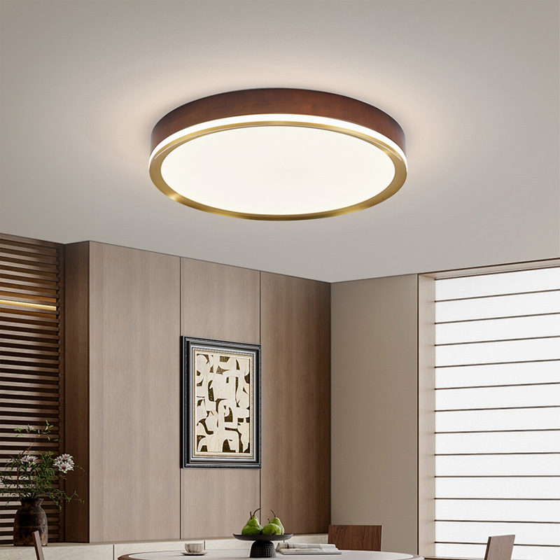 Luz de techo de la sala de estar nueva protección de ojos china comedor dormitorio ultra delgada madera sólida de nuez negra 2026 nueva lámpara de estudio 667L