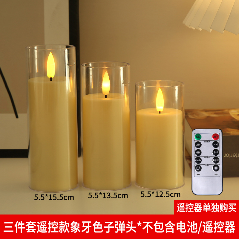 LED vela electrónica acrílico taza de vidrio vela luz fiesta boda decoración vela electrónica