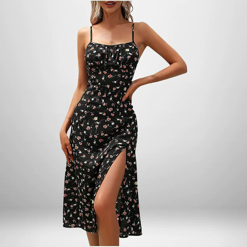 Spring Sexy Fashion Dress, European-American Style, Spaghetti Strap with Side Slit