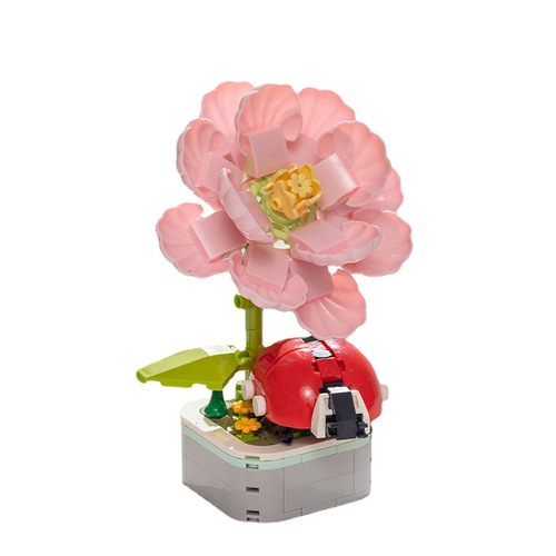 Drill Horse Building Block Plant Pot Artificial Small Flowers Desktop Decor for Girls Creative Ornament 103 Ornament Birthday Gift