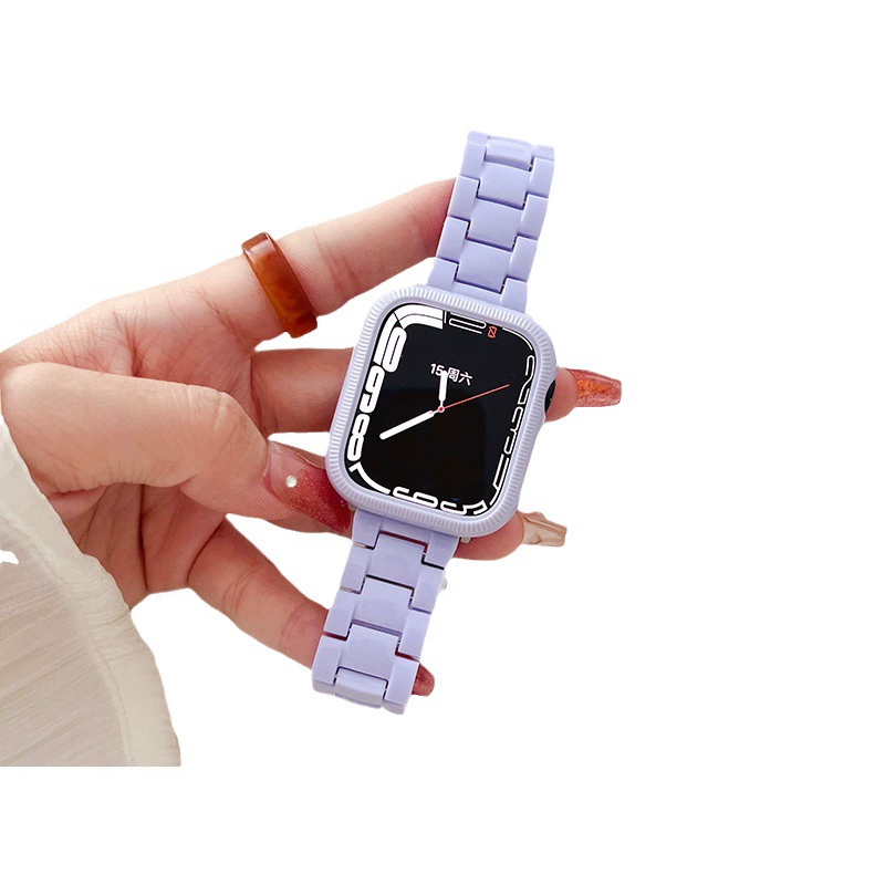 Подходит для ремешка Apple Watch, интегрированный пластиковый корпус с тремя видами ремешков карамельного цвета, два в одном