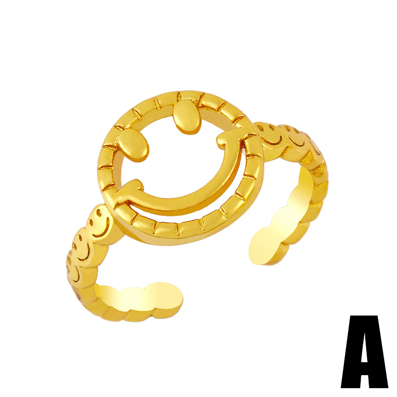 Fashion Smiley Chain Geometric Copper Ring Wholesale display picture 3