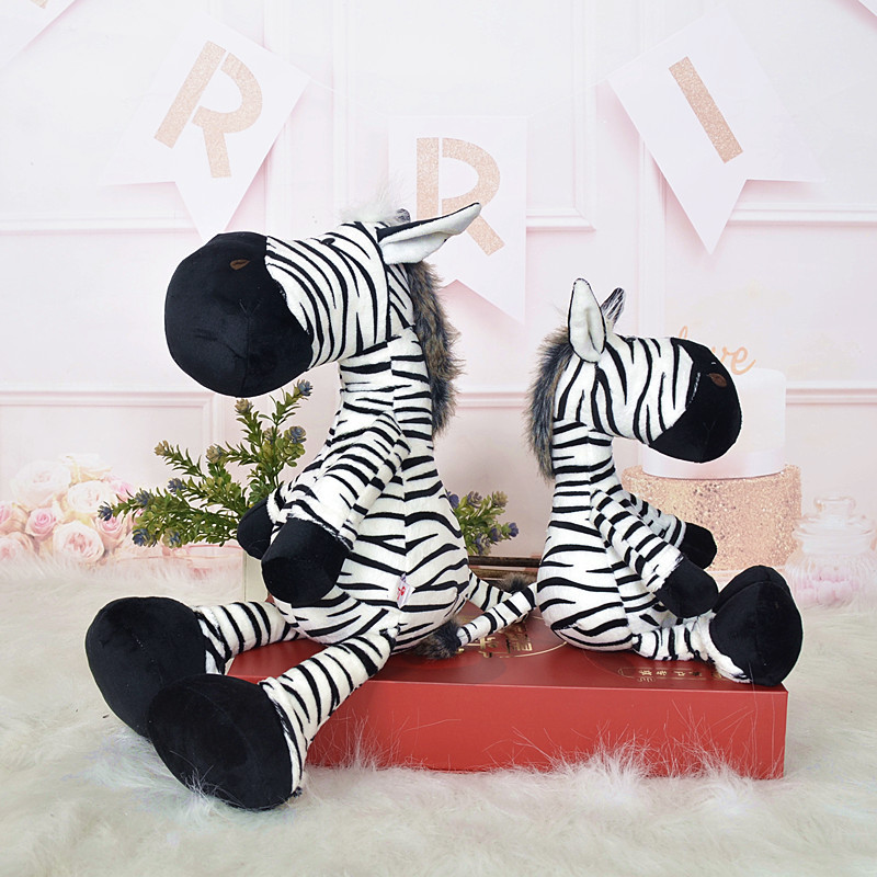 Muñeca de cebra simulada jirafa peluche zoológico jungla animal caballo rayado regalo transfronterizo
