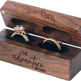 戒指盒求婚结婚戒指盒结婚日订婚戒指手工木制质朴戒指盒戒指收