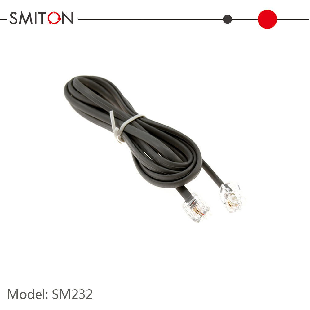 黑色 两心线 RJ11-6P2C电话线 两芯电话线 双水晶头电话线 1.5米