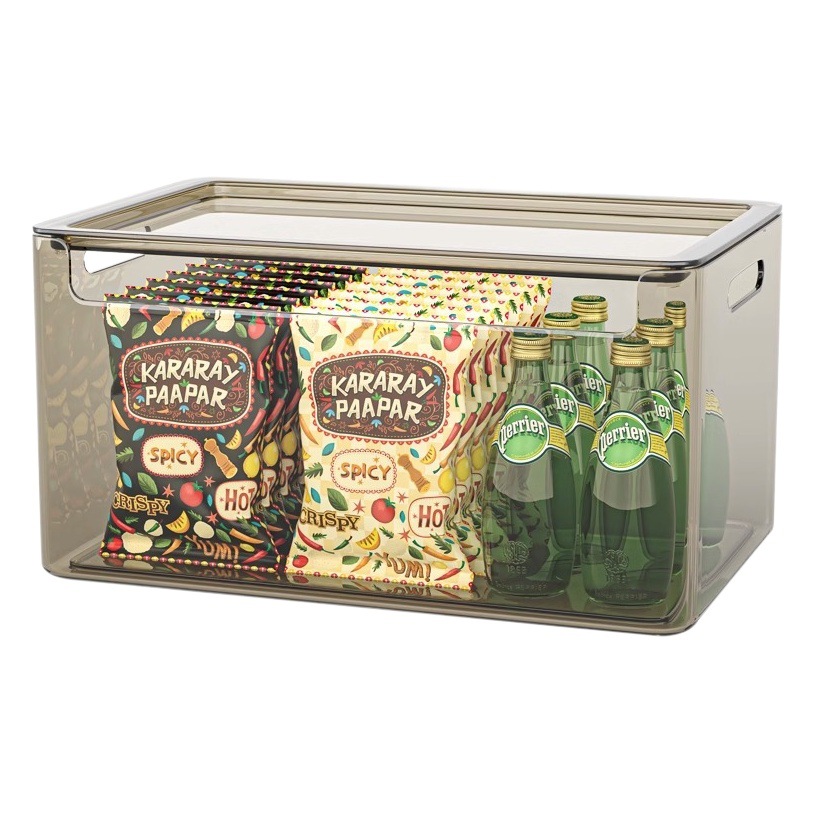 衣類透明寝室ベランダ収納ボックスプラスチック家庭用整理おやつ蓋付き収納ボックスリビング卓上収納