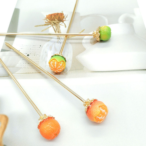 Personalized fashionable orange fruit hairpin for women, fashionable and cute hairpin, high-end and versatile hair accessories for daily matching