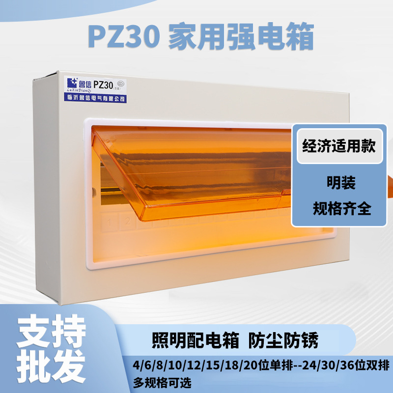 鲁信强电箱pz30家用空开盒明装配电箱漏保开关盒工程用保护电表