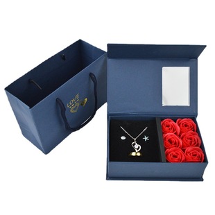 Flip 6 Roses Gift Box Jewelry Packaging Box Necklace Ring Box Jewelry Jewelry Box Valentine's Day Gift Box