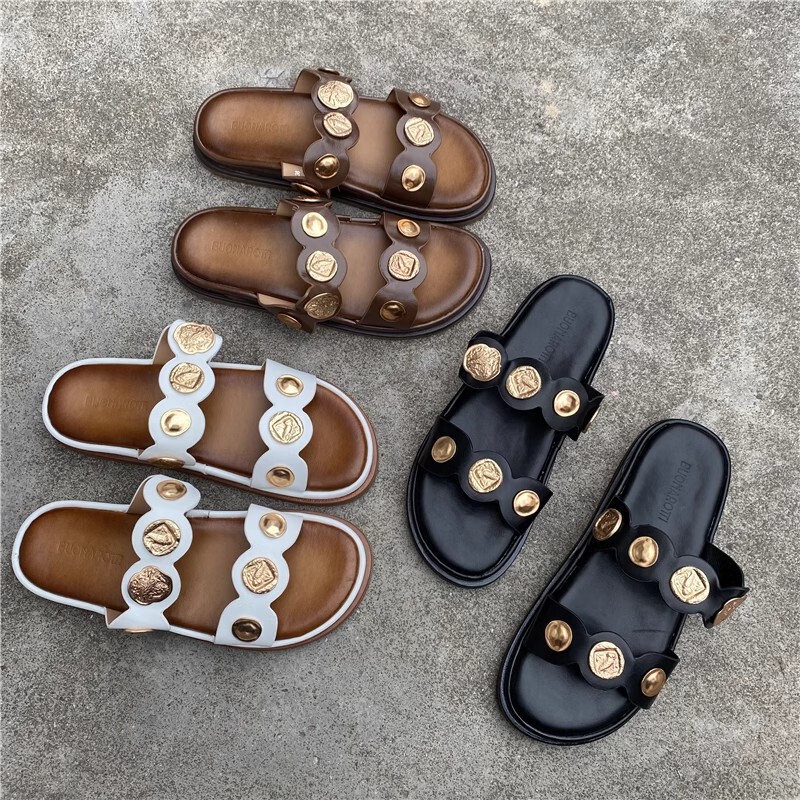 Fashion Fairy Style Slippers Women's Summer Outwear Retro Sandals New Arrival Slides Flat All-Match Beach Shoes Sandals for Women