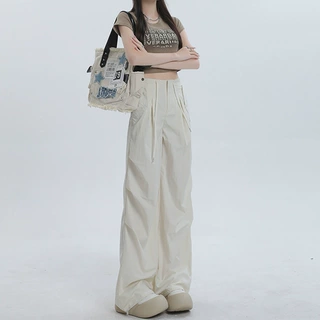 美式工装裤女2026年夏季薄款宽松阔腿速干直筒休闲裤宽松运动裤子