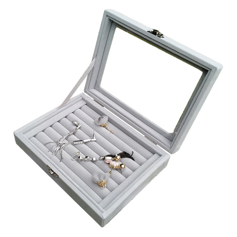 Nueva caja de joyería transparente collar anillo pulsera caja de almacenamiento hogar portátil de escritorio organizador caja de joyería al por mayor