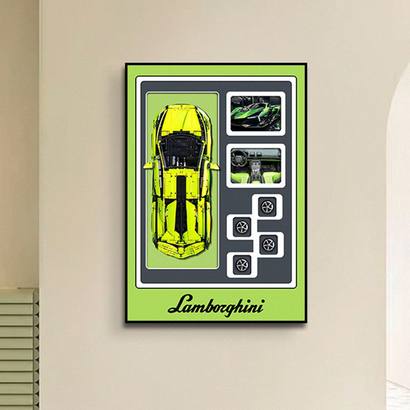 Pintura para colgar coches 911 coche deportivo famoso espectáculo de coches marco para almacenar bloques de construcción marco de fotos en la pared para niños comercio electrónico transfronterizo tridimensional