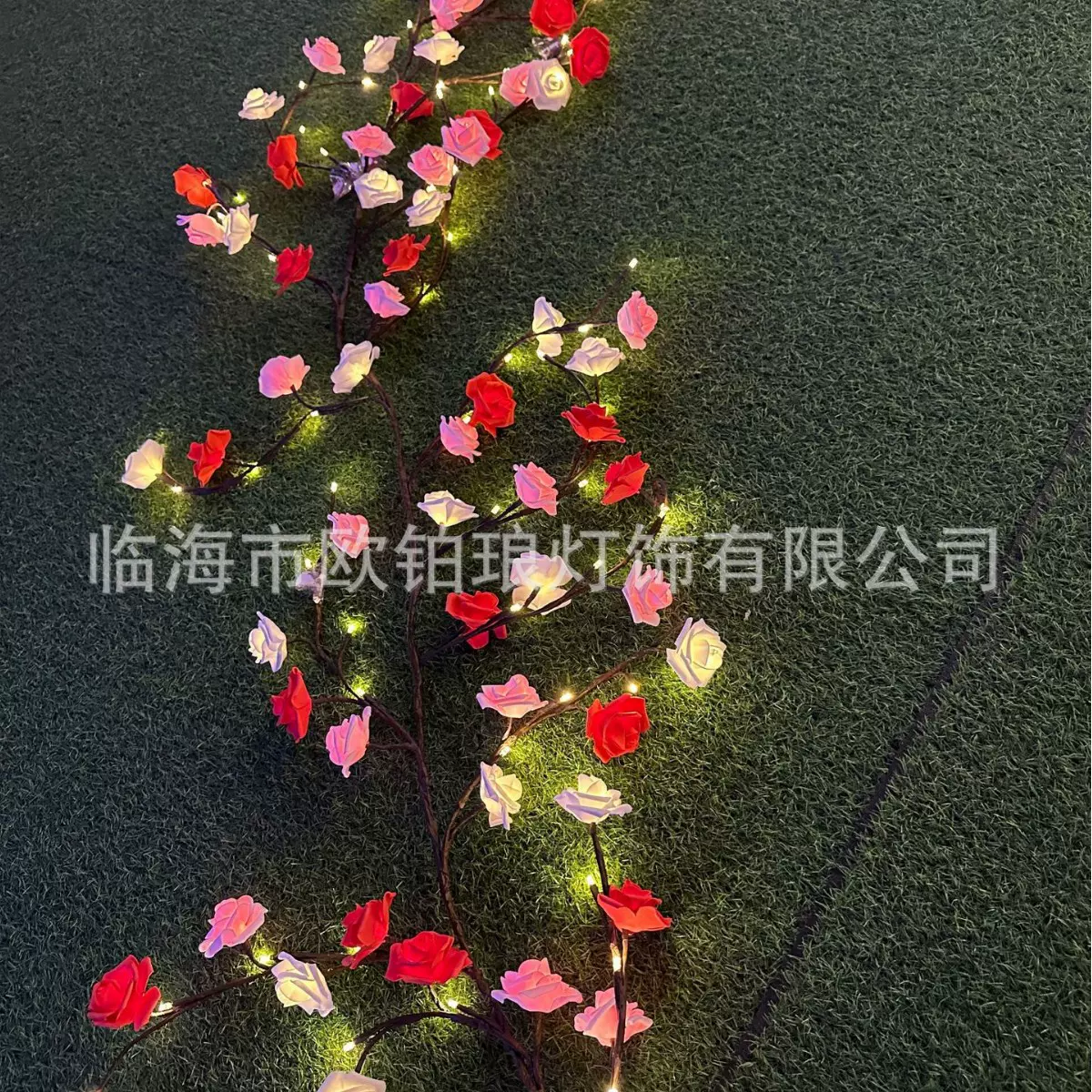 跨境LED灯情人节室内装饰彩灯灯串装扮藤条灯树枝灯玫瑰花批发