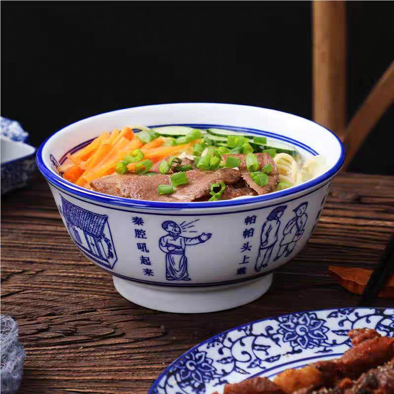 Chinese-Style Oil-Splashed Beef Noodle Bowl Ceramic Creative Home-Use Noodle Bowl with High Feet Chinese-Style Oil-Splashed Beef Noodle Bowl Ceramic Creative Home-Use Noodle Bowl with High Feet
