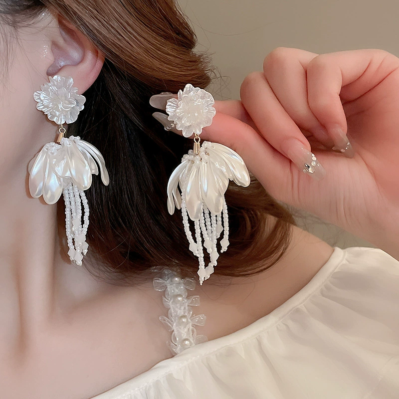 Серьги Baoyu bow & flower коллекция, французский лёгко-люкс стиль с жемчужной отделкой