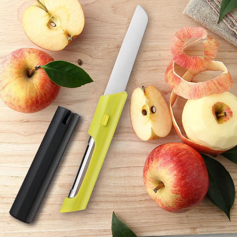 Acero inoxidable de doble cabeza cuchillo multifuncional cuchillo de peeling de frutas cuchillo de peeling de cocina multipropósito de cocina doméstica melón y fruta