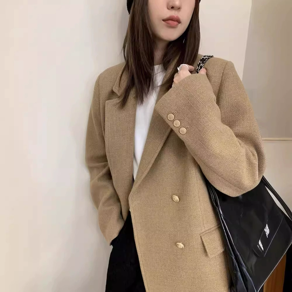 (Освежение) Осенний и зимний костюм шерстяное пальто большой размер толстый мм темперамент повседневное шерстяное пальто средней длиной 22707