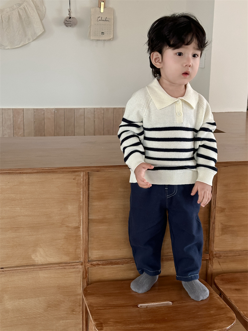 Suéter infantil con solapa Jeans Baby2025 ropa de primavera ropa infantil coreana ropa de primavera para niños dos piezas