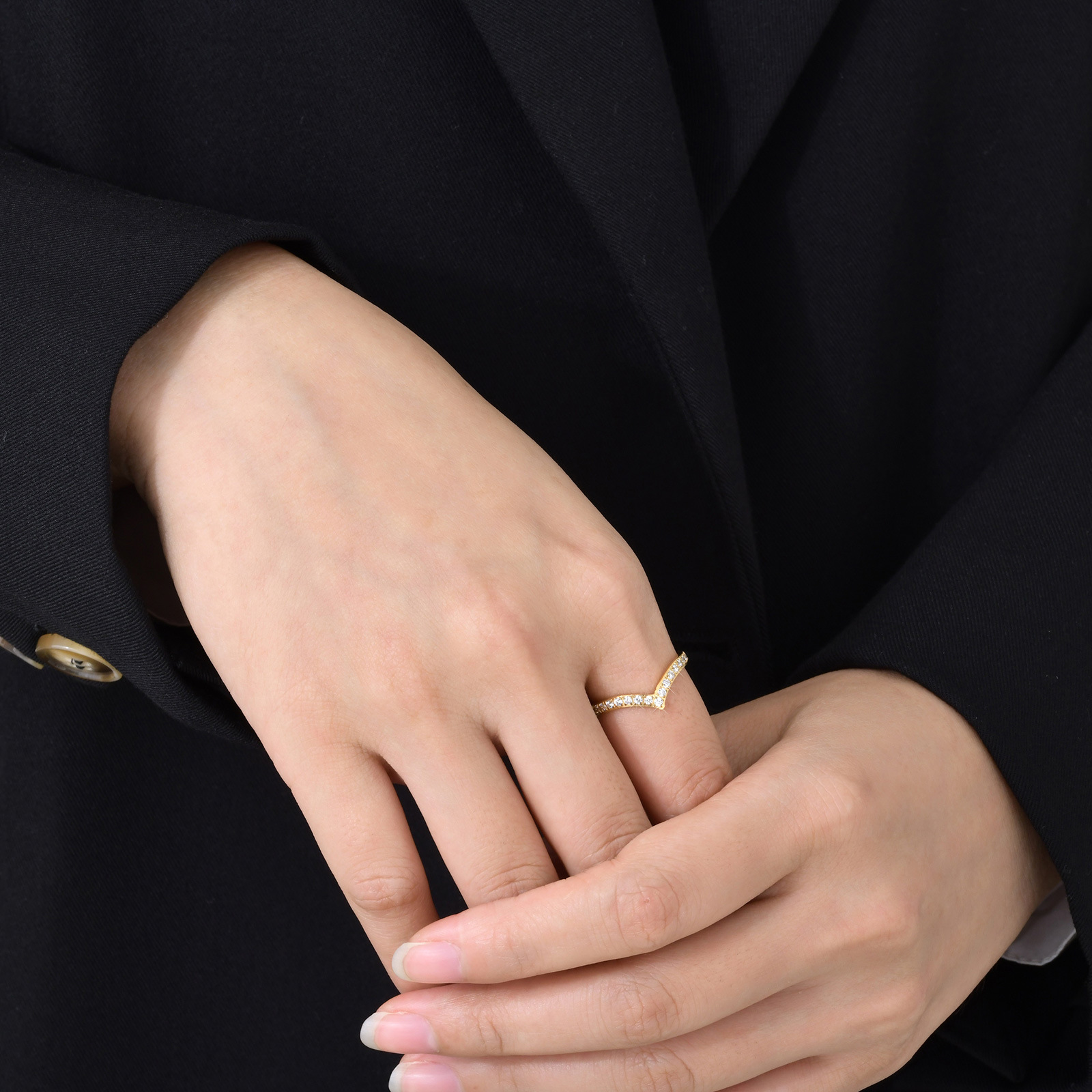 Rhinestones Inlay Material Rings Classification 1 Piece Quantity Wholesale Jewelry Simple Style Solid Color 201 Stainless Steel Rhinestones Gold Plated Inlay Stainless Steel Rings
