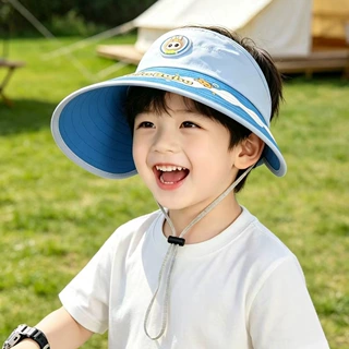 夏季儿童防晒帽卡通大檐遮阳帽男女童户外遮阳防紫外线空顶太阳帽