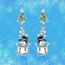 丽煌跨境热卖圣诞树雪人锆石吊坠耳环时尚圣诞节耳饰珠宝礼物批发