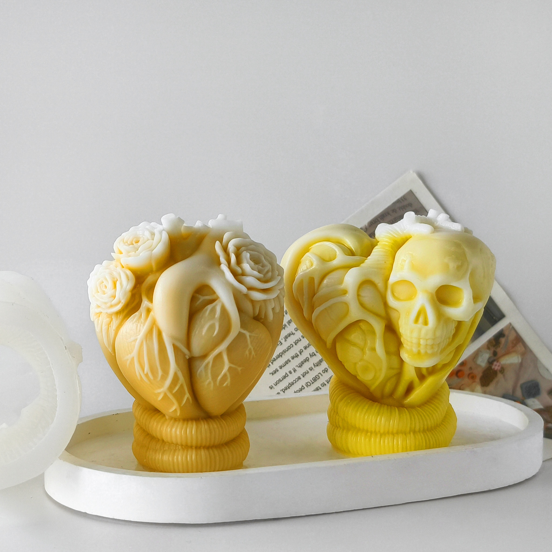 Jiahui Mei corazón molde de cera de banana diy vela hecha a mano cristal adorno goteo