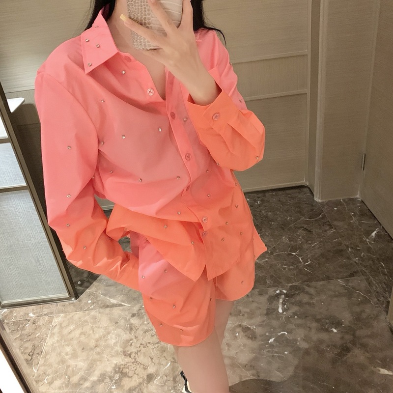 Mm家25ss春夏新作重工手作り釘ドリル捺染シャツパンツセットファッション|undefined