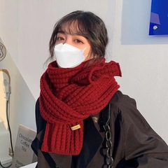 冬季韩系潮氛围感女校园情侣款保暖学生网红百搭纯色针织毛线围巾