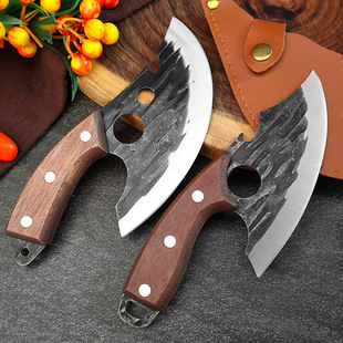 Cross-border Hammer Forged Stainless Steel Cheese Knife Ring Knife Small Kitchen Knife Outdoor Small Machete Fish Killing Knife Hand-held Meat Knife