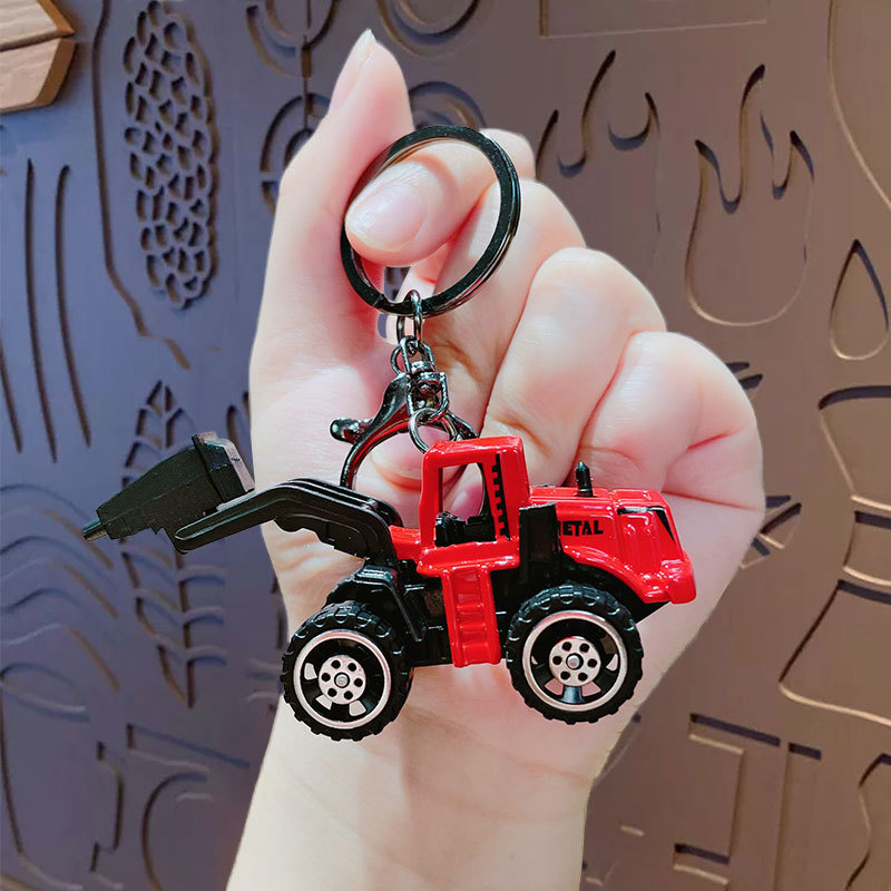 クリエイティブミニ合金エンジニアリング車両キーホルダーペンダント漫画おもちゃプルバック車スクールバッグキーチェーンペンダントギフト|undefined