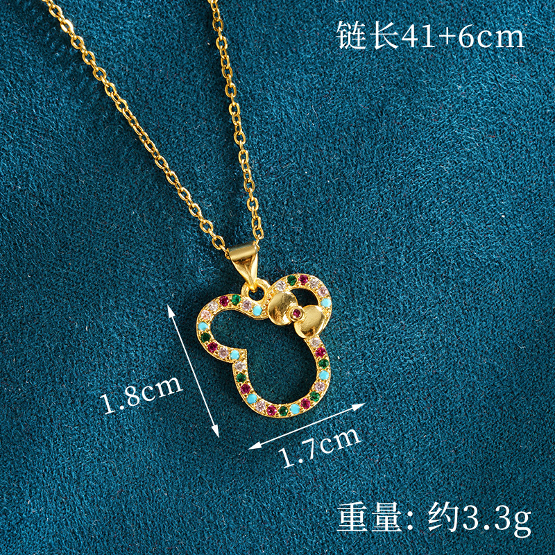 Colgante de collar de Mickey Mouse de línea linda y dulce de oro de arena vietnamita