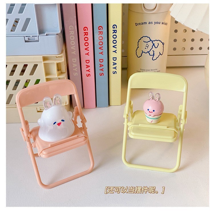 Cartoon creative folding small chair mobile phone stand ins Macaron color small stool cute desktop ornaments wholesale