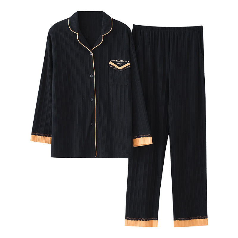 Pijamas de mujer de primavera y otoño más tamaño de algodón de manga larga de estilo coreano prendas de vestir exteriores de las mujeres desgaste del hogar traje de dos piezas de verano