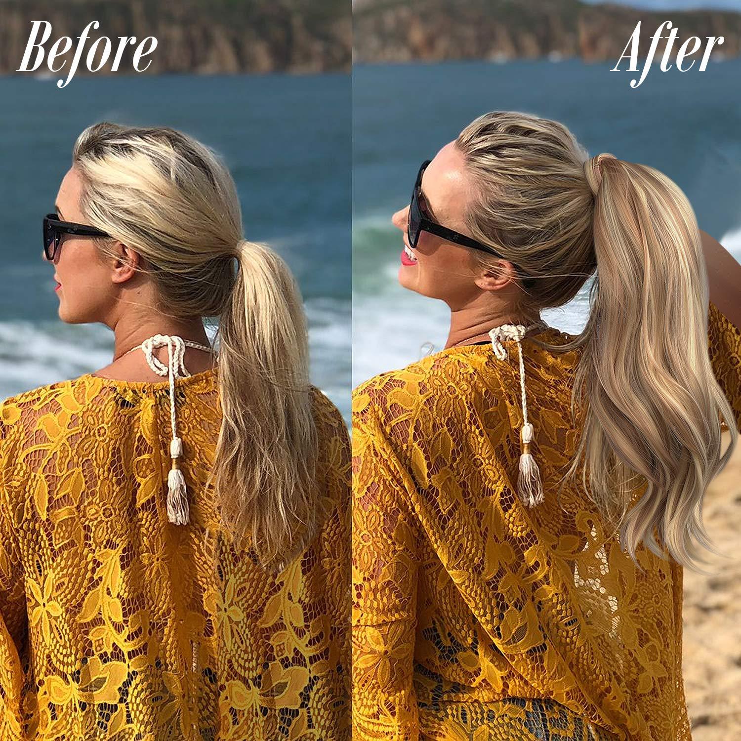 pruik paardenstaart klittenband stijl kronkelende krullende paardenstaart extensie synthetische chemische vezel golvend haarstuk_voghion.com