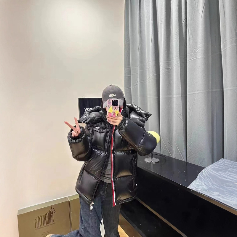 25S Mengjia down Jacket with Three-Color Striped Webbing, Mengkou 90 National Standard Down, Unisex Hooded Detachable down Jacket