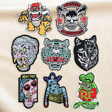 乐思电脑绣花标徽章补丁贴服装辅料欧美风跨境货源狼头骷髅刺绣贴