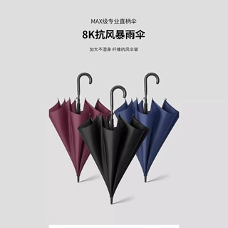 雨伞批发23寸槽骨8骨商务自动伞 直杆广告伞 厂家现货 弯柄雨伞