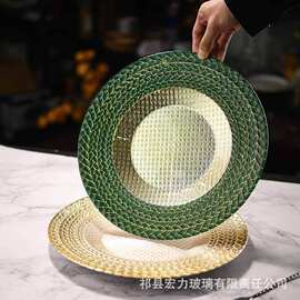 日式ins金边玻璃家用沙拉碗盘西餐盘牛排盘菜盘网红家用创意玻璃